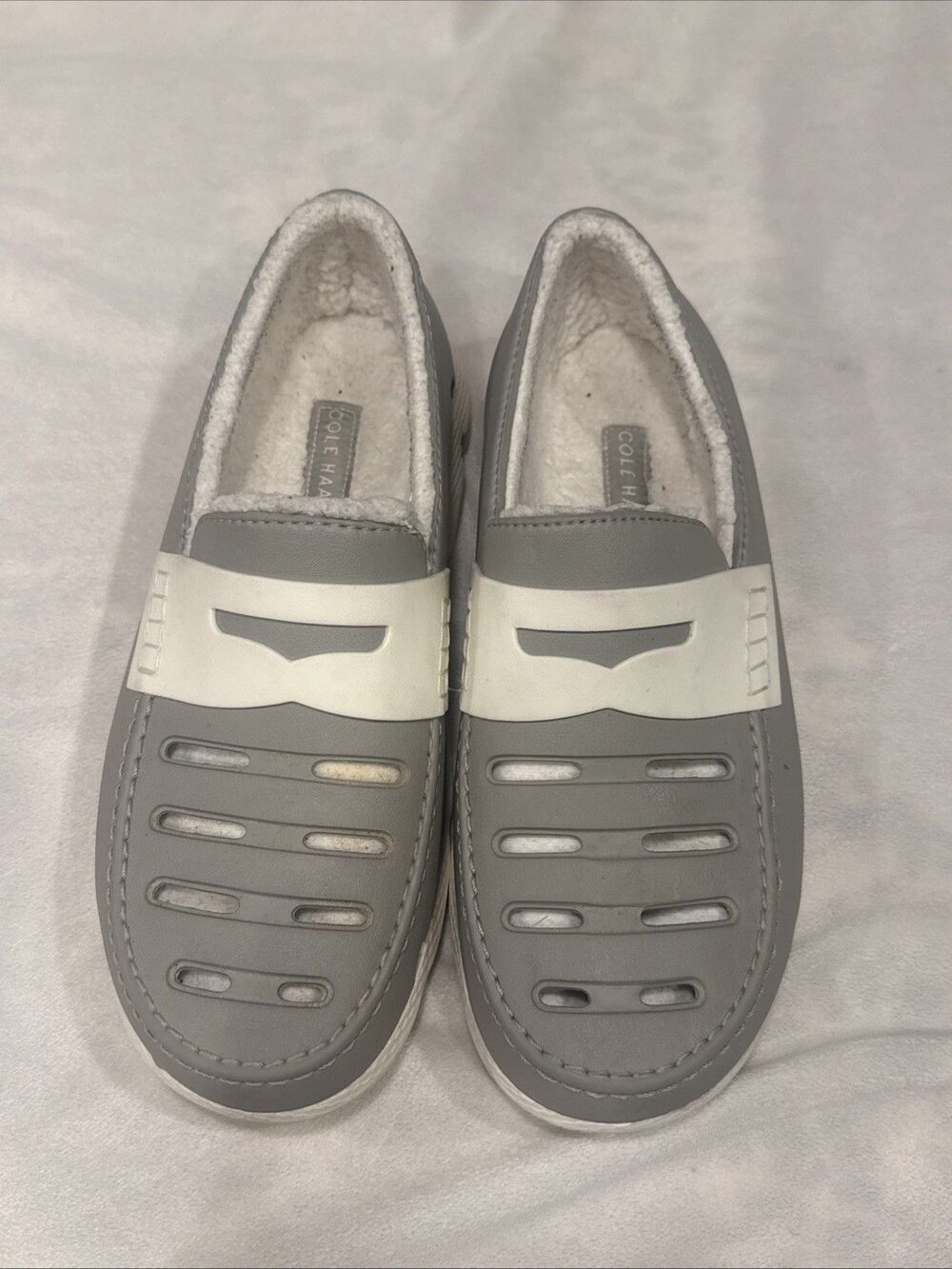 Cole Haan Zero Grand All-Day Loafers Gray White Sherpa Lined Size 12